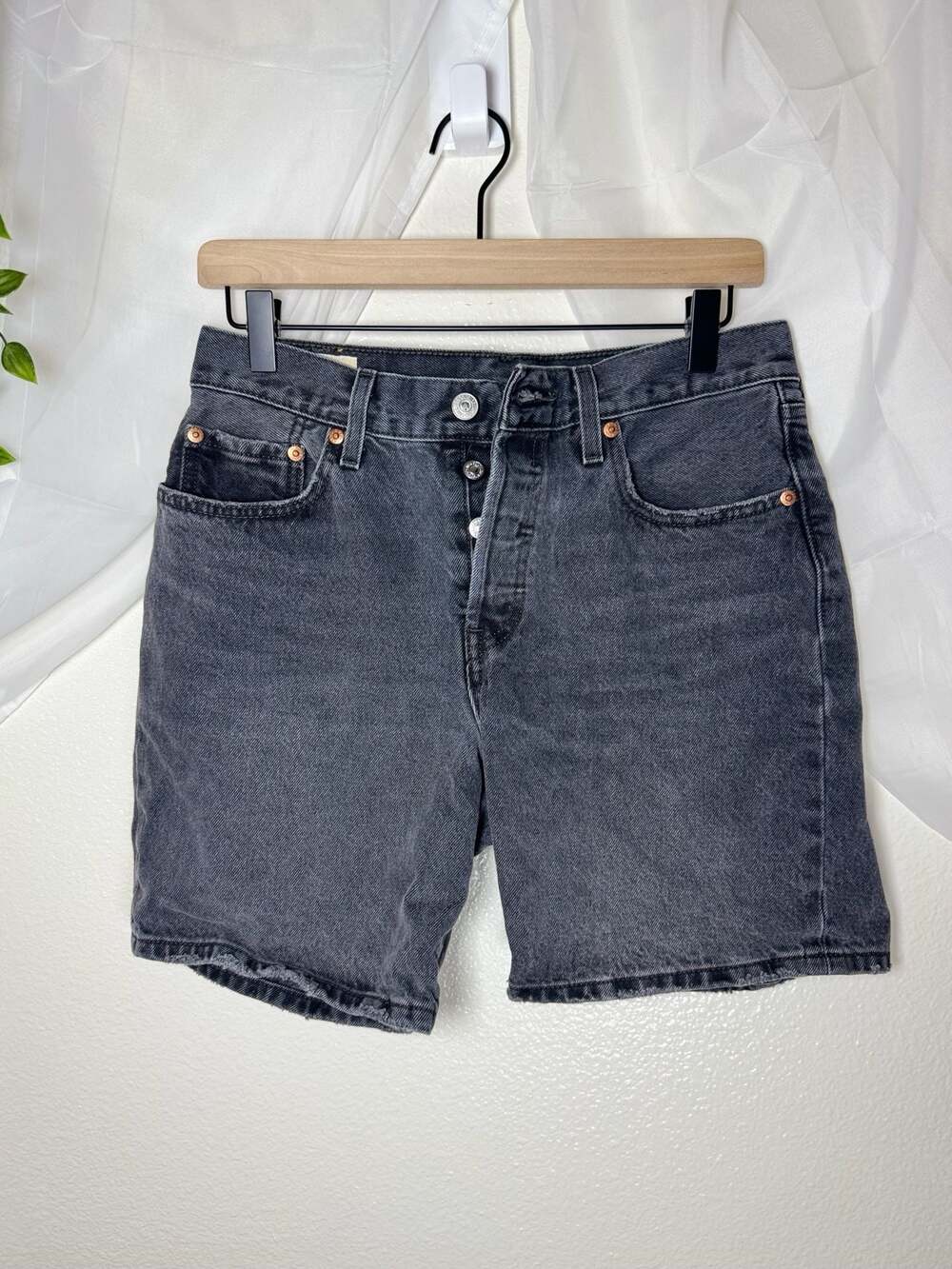 Vintage Levi's Premium 501 Original Fit Black Denim Jorts Shorts W27